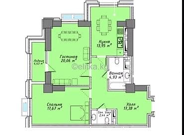 Недвижимость: 2 комнаты, 80 м², Асанбай мкр Элитка, 4 этаж — 4