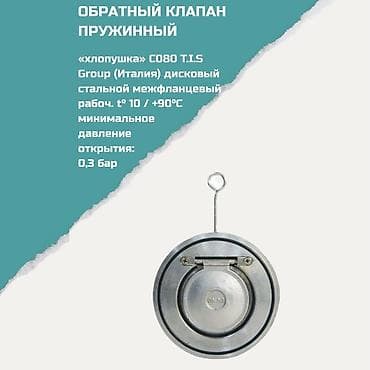 отсечка: Обратный клапан пружинный «хлопушка» C080 T.I.S Group (Италия) - Тип — 1