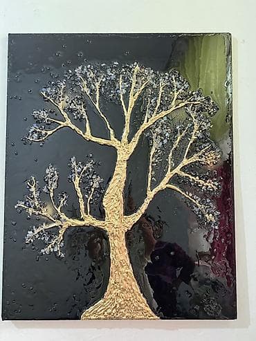 string art: Панно «Дерево» в технике объемной живописи и смолы. - Основа: жесткий — 2