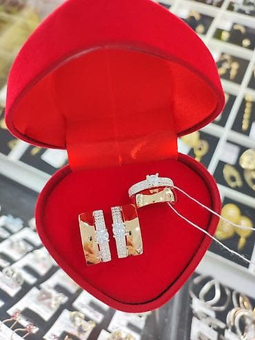 Серебро 925 напыление золото Серебряный Комплект 2в1 Размеры имеются