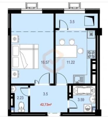 снять квартиру не дорого: 1 комната, 43 м², Элитка, 11 этаж, ПСО (под самоотделку) — 6