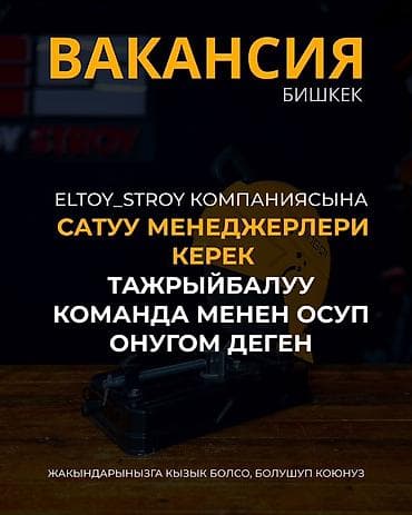 Вакансия: менеджер по продажам (г. Бишкек) Компания ELTOY_STROY