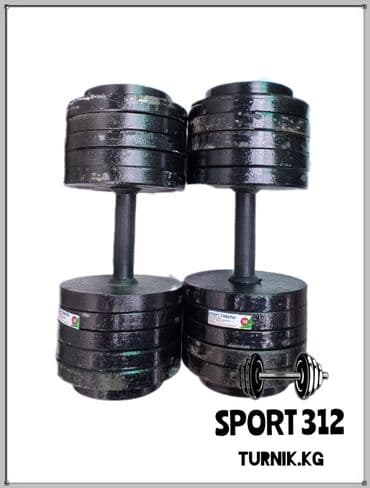 хромированные гантели: Гантели 30кг каждая Железные, разборные. Общий вес 2-х гантель 60кг — 1