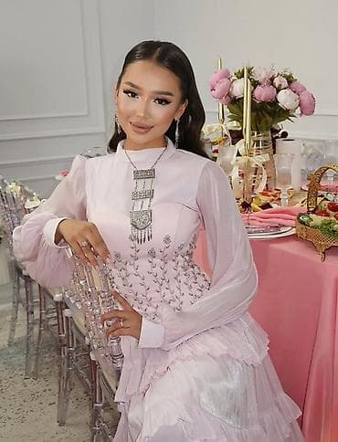 свадебные платья напрокат: Свадебное платье, M, С фатой, Шифон, А-силуэт, Турция, Пайетки, Новый — 3