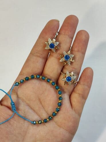 набор пандора: Серебряный комплект с камнями Фианит Серебро напыление золото 925 — 2