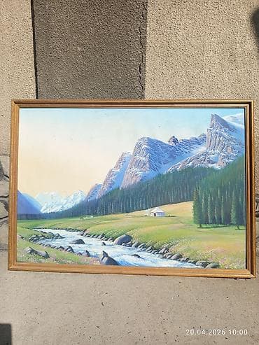 вазы ссср: Картина «Горная долина с рекой» в деревянной раме.Ручная работа ширина — 2