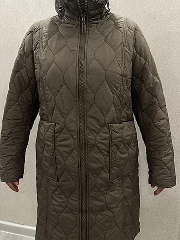 Брюки: Стеганое женское пальто/парка, цвет хаки. - Длина ниже колена - — 1