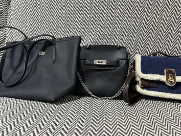 сумка и кошелек набор: Набор женских сумок (3 модели) 1) Lacoste шопер: - Цвет: черный - — 1