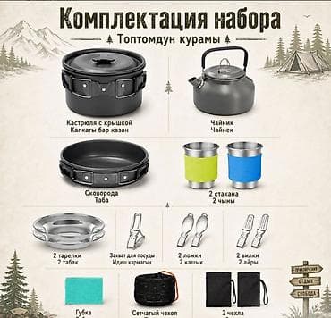 походные горелки: Набор посуды туристический Tourist cooking Туристический набор с — 4