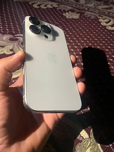 iphone 15 цена в бишкеке: IPhone 15 Pro, Б/у, 256 ГБ, White Titanium, Чехол, 82 % — 2
