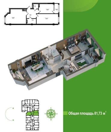 купить квартиру в бишкеке от delmar group фото: Сдан, Элитка, 3 комнаты, 82 м² — 11