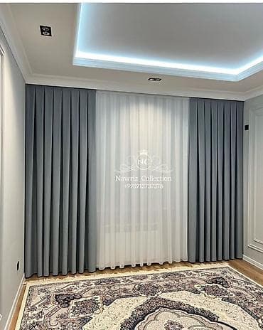 Үй жана бакча: Шторалар комплекти, Блэкаут, Комплектте тюлу бар, Даяр буюм, Конок бөлмөсү үчун — 1