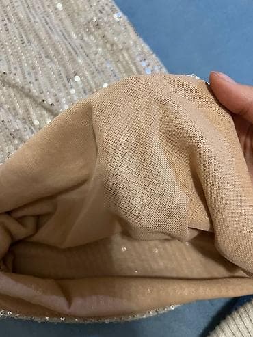 молодежная одежда: Платье вечернее с пайетками - Цвет: шампанское/бежевый с блеском - — 2