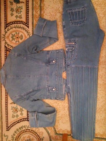 джинсы костюм: Джинсы, Прямые, Средняя талия, Со стразами, M — 4