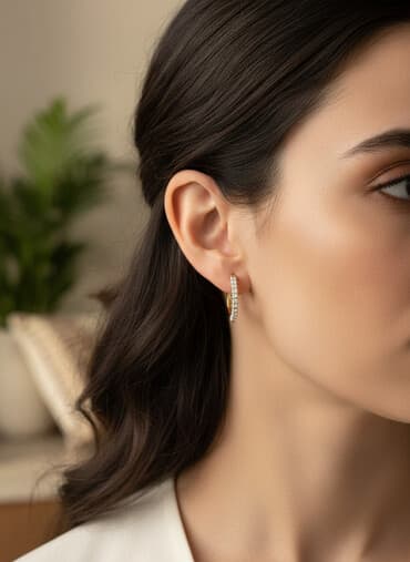 эксклюзивные свадебные пригласительные: Золотые серьги-кольца с бриллиантами - Материал: золото 585 пробы — 2