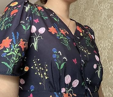 Платье макси с цветочным принтом Zara размер L - Цвет: глубокий