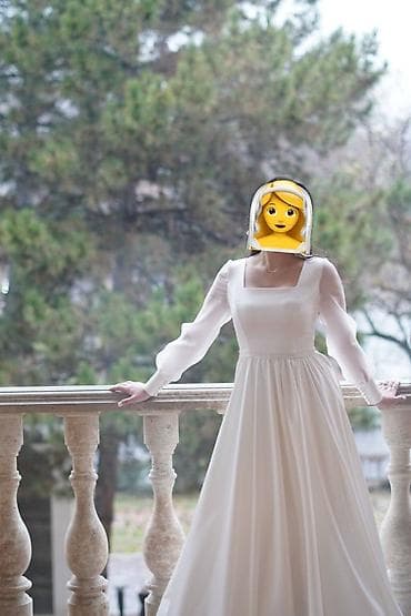 Платья на кыз узатуу: Свадебное платье шелк/органза + аксессуары. Размер S-M, регулируется — 3