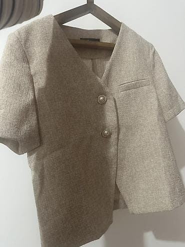 кийит: Женский укороченный жакет с коротким рукавом - Цвет: светло-бежевый — 2