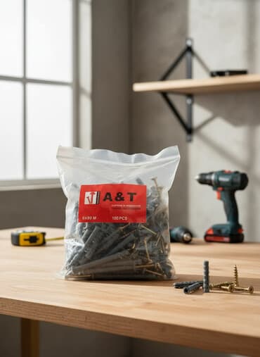 шурупы оптом: В упаковке 100 штук шурупов и дюбелей A&T размером 6x80 мм — 1