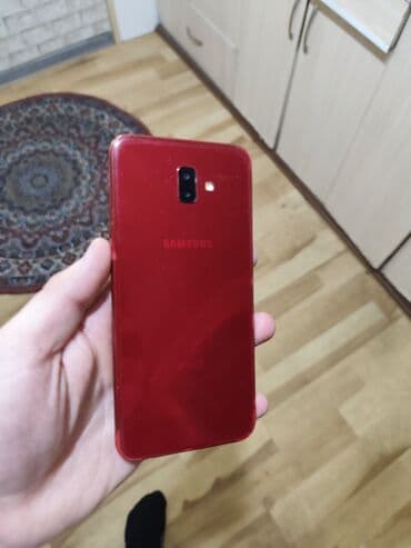 телефон нот 6: Samsung Galaxy J6 Plus, Колдонулган, 64 ГБ, түсү - Кызыл, 2 SIM — 1