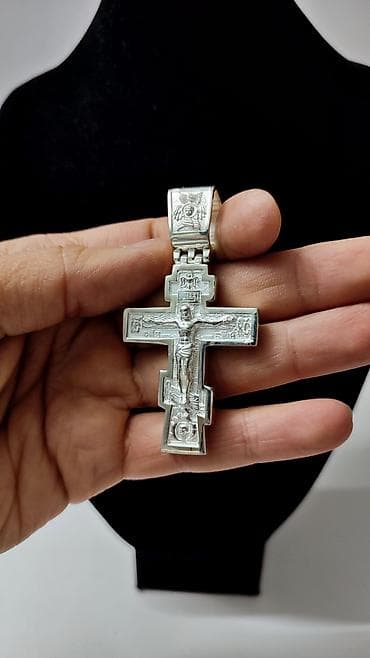Православный нательный крест-подвес из серебра вес 43 грамм Цена за
