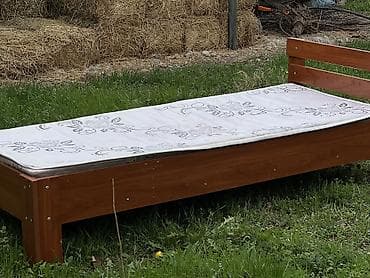 ножы: Односпальная кровать, Б/у, С матрасом, длина - 200 см — 3