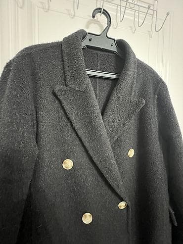 second hand: Женское пальто цвета графит - Длина: миди - Крой: прямой/свободный — 1