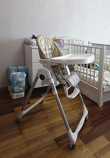 грако graco: Стульчик для кормления, Б/у, Peg perego, Пластик, Трансформер, цвет - Бежевый — 1