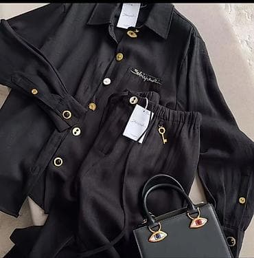 двойка женская: Женский комплект из двух предметов: рубашка + широкие брюки. - — 4