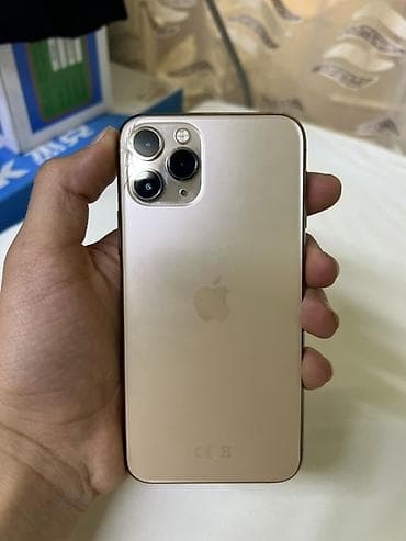 sigma 50: IPhone 11 Pro, Б/у, 256 ГБ, Золотой, Чехол, 70 % — 1