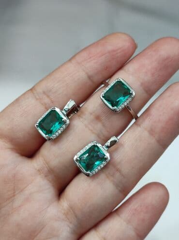 эксклюзивные свадебные пригласительные: Набор украшений, Проба 925, Женские, Новый — 1