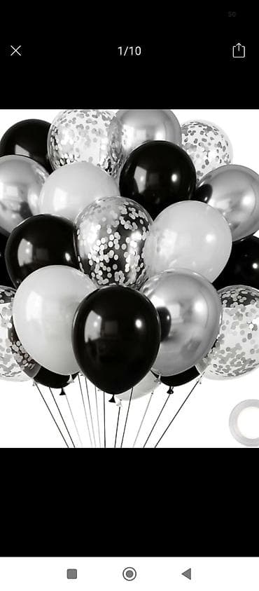 Набор воздушных шаров в черно-серебристой гамме в пакете 30 шаров,как