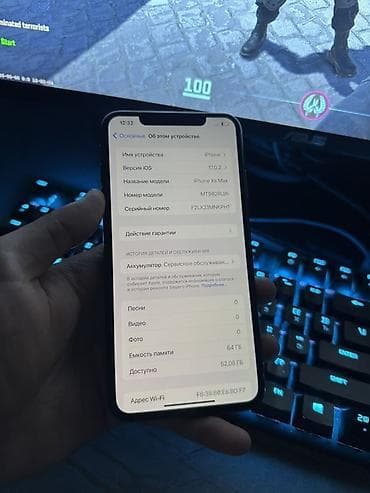 IPhone Xs Max, Б/у, Space Gray, 74 % — 2