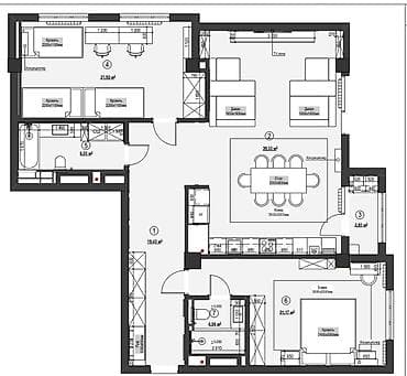 3 бөлмө, 118 м², Түштүк Магистраль 4 кабат, Евро оңдоо — 10