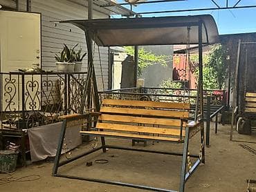 крыша дом: Садовые качели Металл, Со спинкой, С крышей — 5