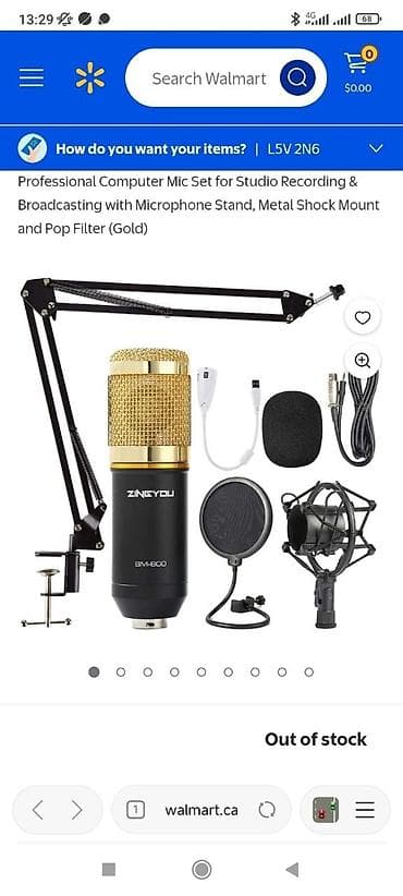 Студия микрофондору: Студийный комплект микрофона ZINGYOU BM-800 (Gold) Полный набор для — 4