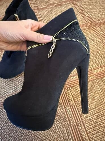 свадебное платье для беременных напрокат: Женские ботильоны на высоком каблуке - Цвет: черный - Материал — 2