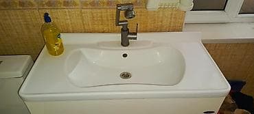 Тумбы для ванны: Тумба для ванны, Б/у, С раковиной, Другой материал, цвет - Белый — 1