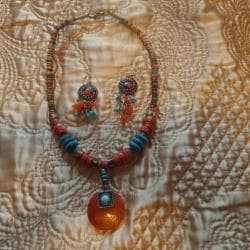бирюза: «Коррал + бирюза» Оригинальный и модный набор в этно стиле. Серьги + — 1