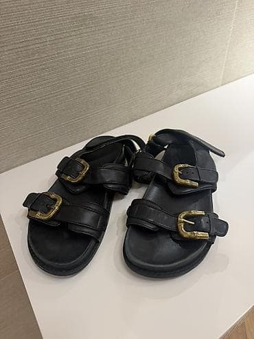 Босоножки, сандалии, шлепанцы: Босоножки, 39, Massimo Dutti, Б/у, цвет - Черный, Самовывоз, Платная доставка — 1