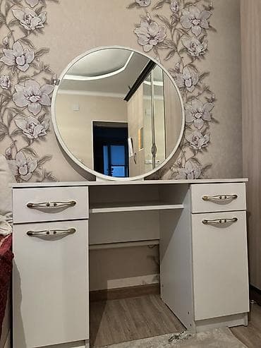 столешницы: Туалетный столик, С зеркалом, цвет - Белый, ЛДСП — 1