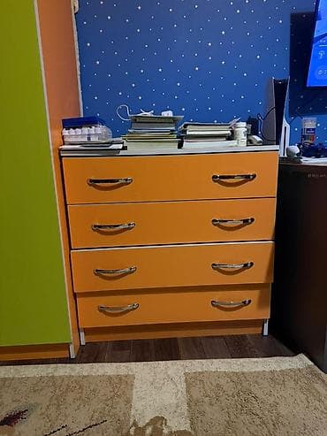 fred perry: Детская мебельный комплект в ярких цветах (лайм/оранжевый): - Кровать — 2