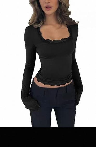 s 36: Женский лонгслив с кружевной отделкой - Эластичный облегающий крой - — 3