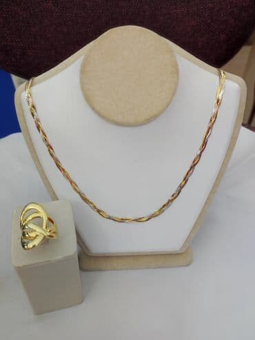 набор пандора: Новая коллекция Италия Цепочка+ кольцо Серебро напыление жёлтое — 1