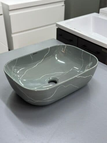 столешницы в ванную на заказ: Ванна үчүн раковина, Чарчы формасы, Материалы: Керамика — 3