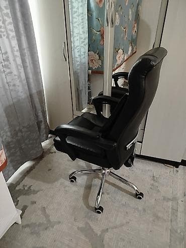 для чистки обуви: Офисное кресло, Новый, С колесиками, цвет - Черный, Экокожа — 4