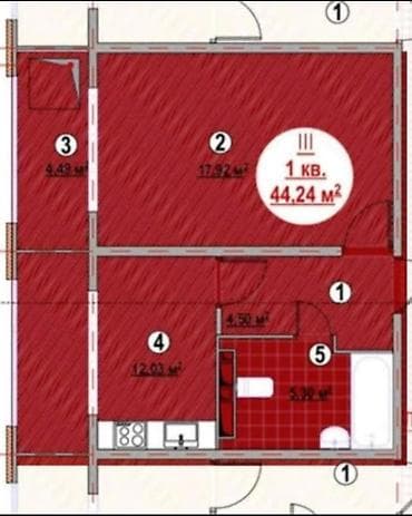 2025: 1 комната, 44 м², Элитка, 9 этаж, Готовая ПСО (под самоотделку) — 6