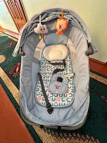 cool baby манеж: Детский шезлонг, Новый, Качалка, Пластик, цвет - Голубой — 2