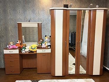 Спальные гарнитуры: Спальный гарнитур, Б/у, Односпальная кровать, Трюмо, Шкаф, Турция, Дерево, Самовывоз, цвет - Коричневый — 1