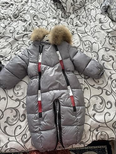 Детский мир: Детский зимний комбинезон-конверт Moncler, серый. - Формат 2-в-1: низ — 4